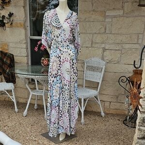 Ba&sh Paris Lady Dress Maxi Flowing Viscose Batik Style